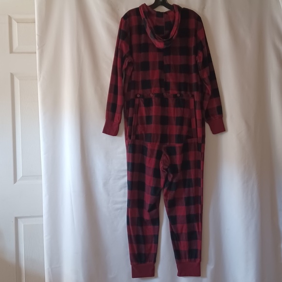 Torrid Buffalo Plaid Fleece Hooded Lounge One Piece Back Flap Size 0/00 (M/L) - Picture 6 of 7